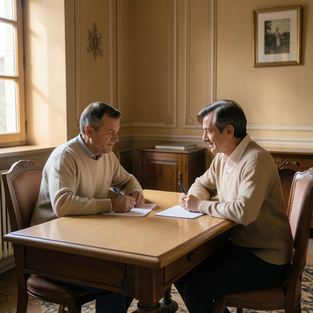 Asesor laboral revisando documentación con un autónomo en una sala de reuniones